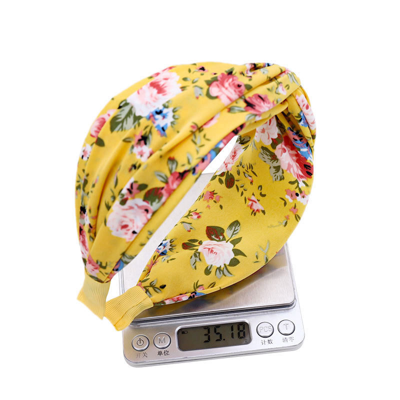 Wholesale Retro Printed Fabric Hair Band Floral Headband display picture 6