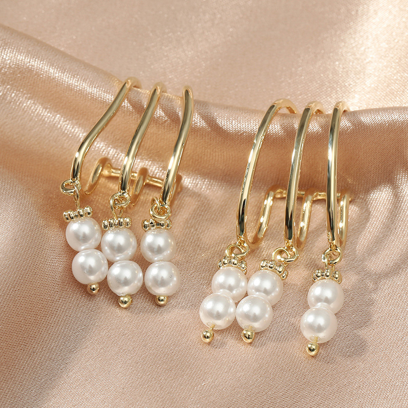 New Trendy Fashion Simple Pearl Ear Bone Clip display picture 1
