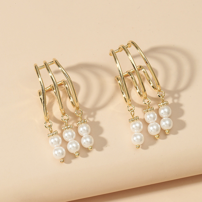 New Trendy Fashion Simple Pearl Ear Bone Clip display picture 2
