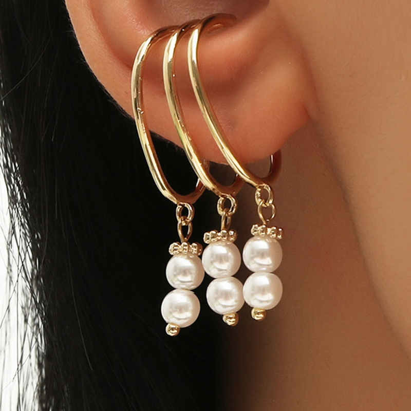 New Trendy Fashion Simple Pearl Ear Bone Clip display picture 4