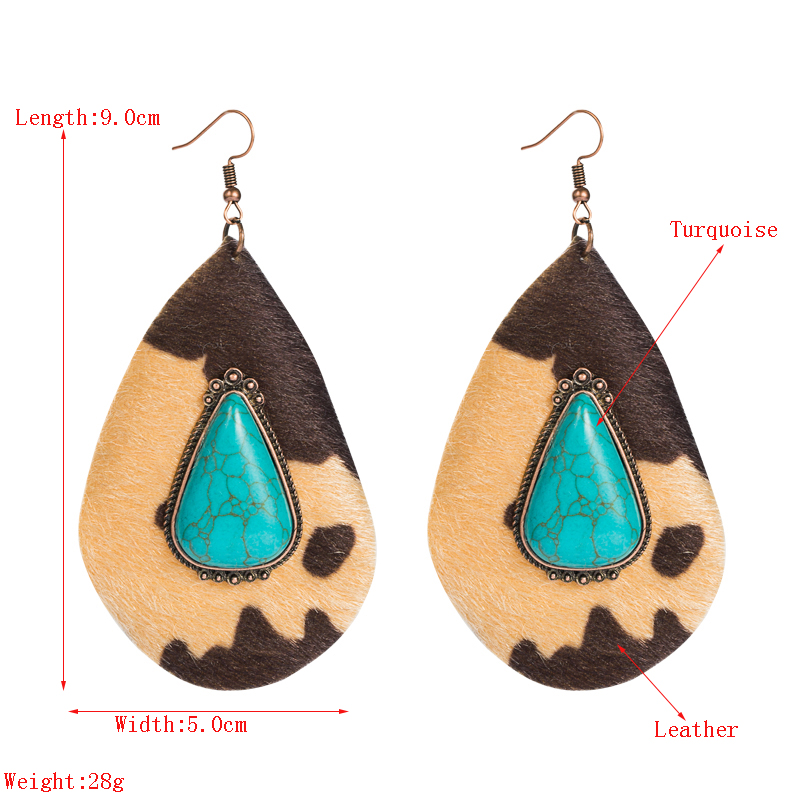 Fashion Exaggerated Drop-shaped Pu Leather Leopard Print Earrings display picture 1