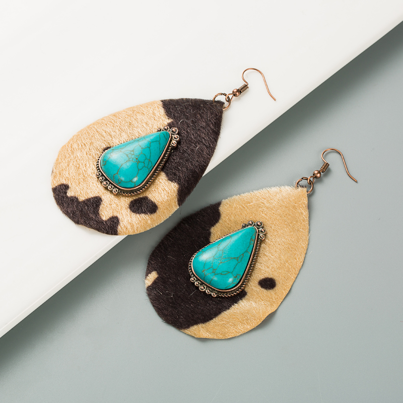 Fashion Exaggerated Drop-shaped Pu Leather Leopard Print Earrings display picture 4