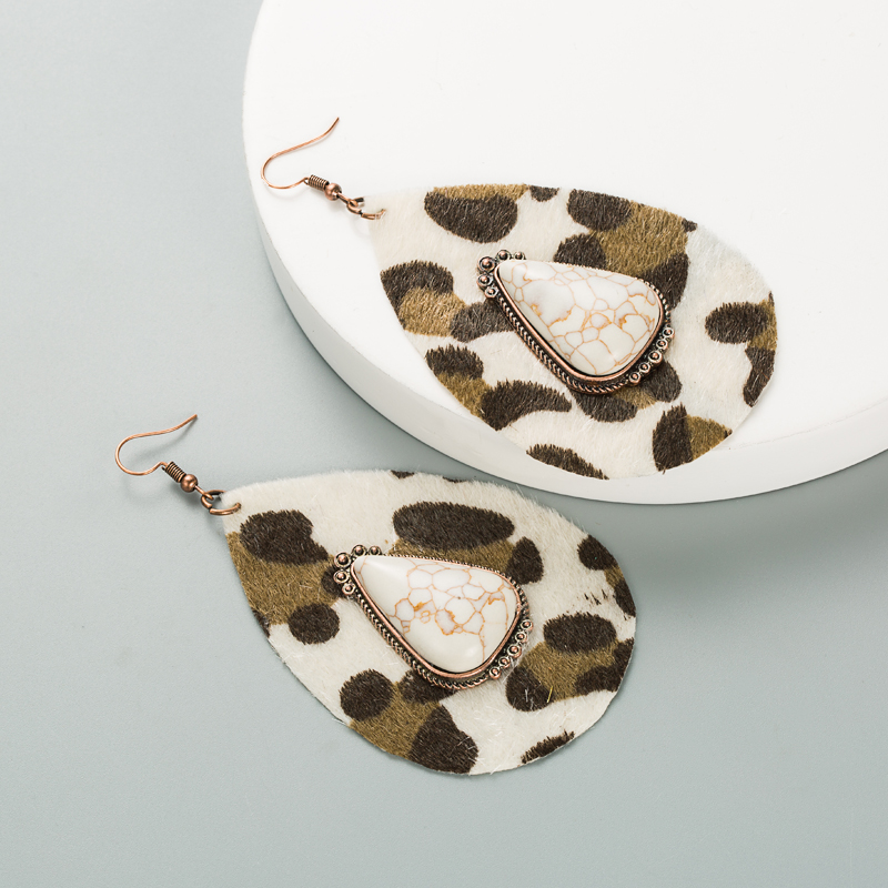 Fashion Exaggerated Drop-shaped Pu Leather Leopard Print Earrings display picture 5