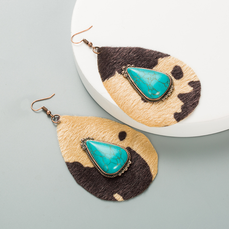 Fashion Exaggerated Drop-shaped Pu Leather Leopard Print Earrings display picture 7