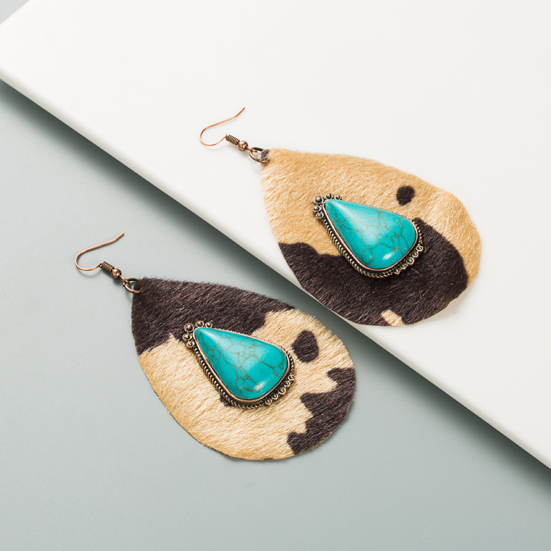 Fashion Exaggerated Drop-shaped Pu Leather Leopard Print Earrings display picture 8