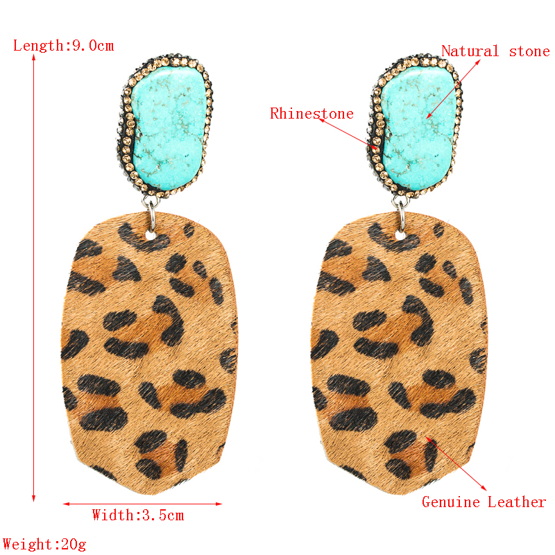 Fashion Exaggerated Geometric Leather Leopard Print Earrings display picture 1