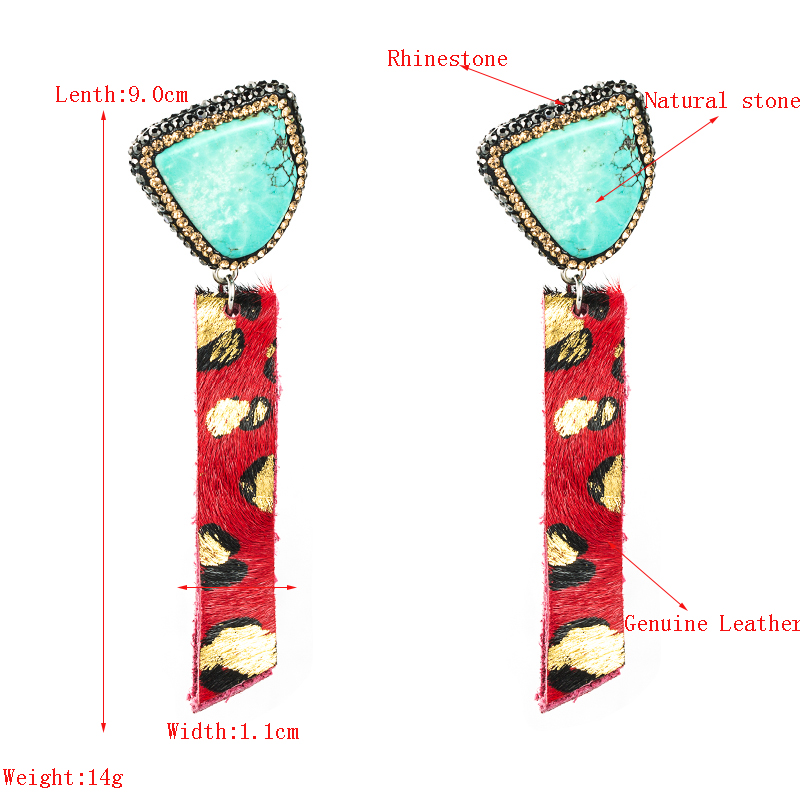 Fashion Leopard Print Long Tassel Stone Diamond Earrings display picture 1
