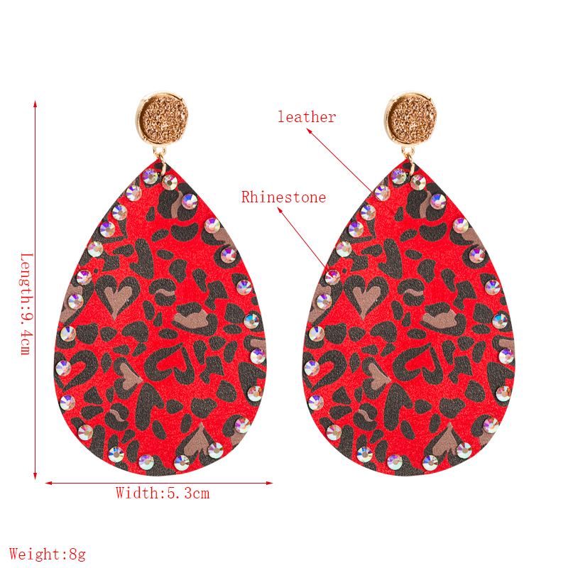 Bohemian Drop-shaped Pu Leather Rhinestones Earrings display picture 1