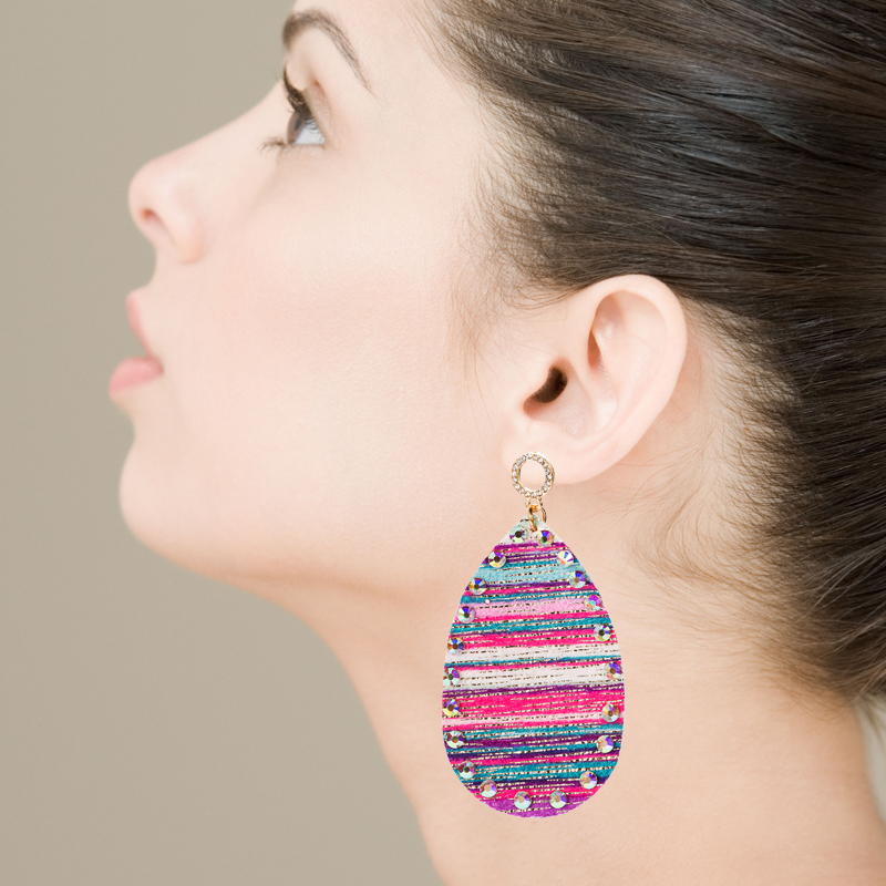 Pu Leather Double-sided Printing Bohemian Earrings display picture 2
