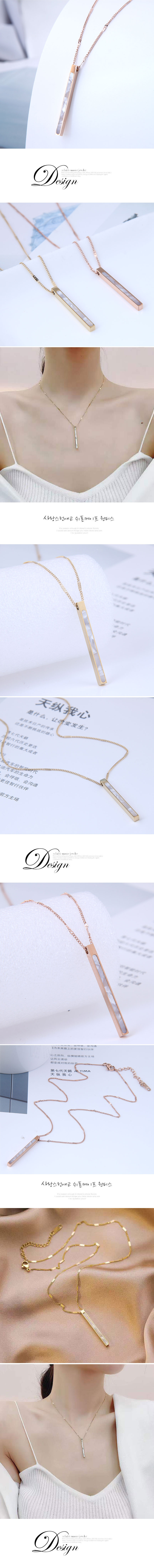 Korean Fashion Sweet Concise Vertical Striped Necklace display picture 1