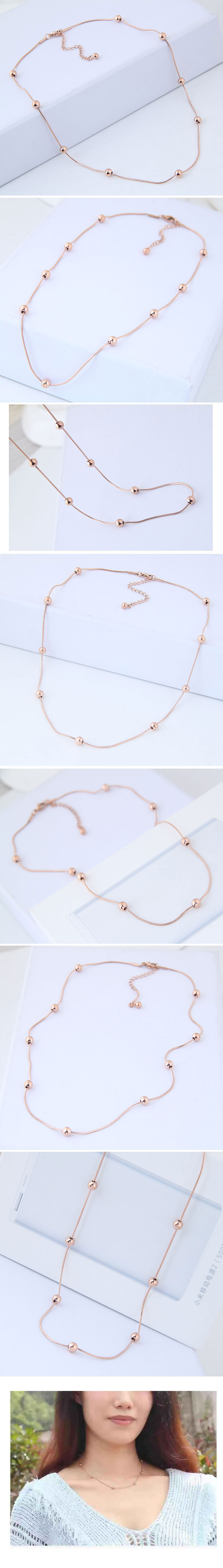 Korean Fashion Sweet Ol Titanium Steel Beads Simple Necklace display picture 1