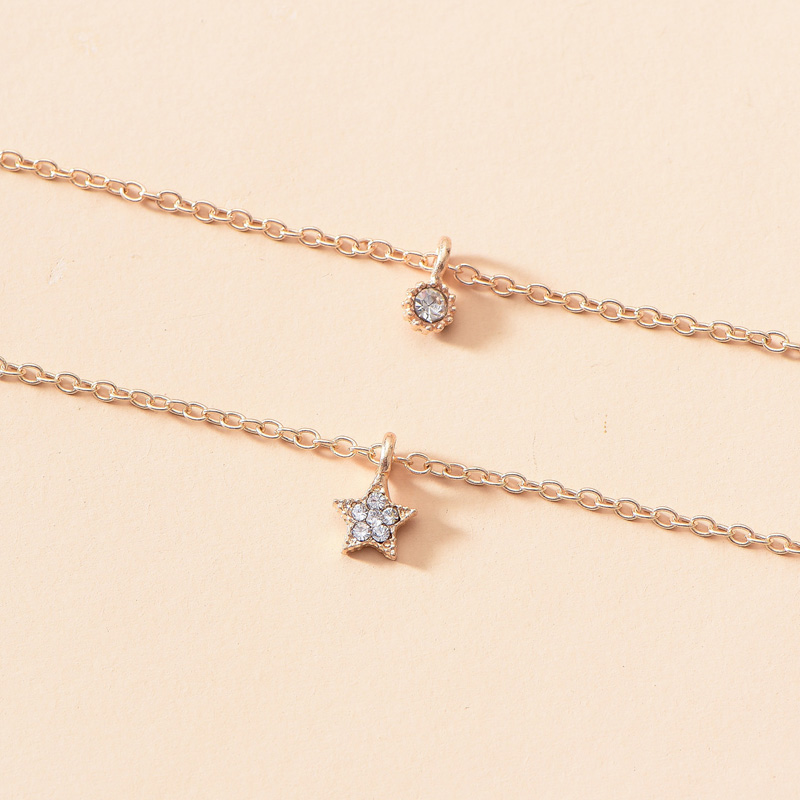 Fashion New Simple Two-layer Chain Diamonds Stars Necklace display picture 2