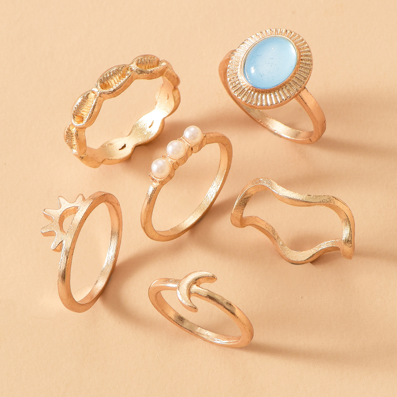 Retro Style Fashion New Simple Sun Moon Ring Set display picture 1
