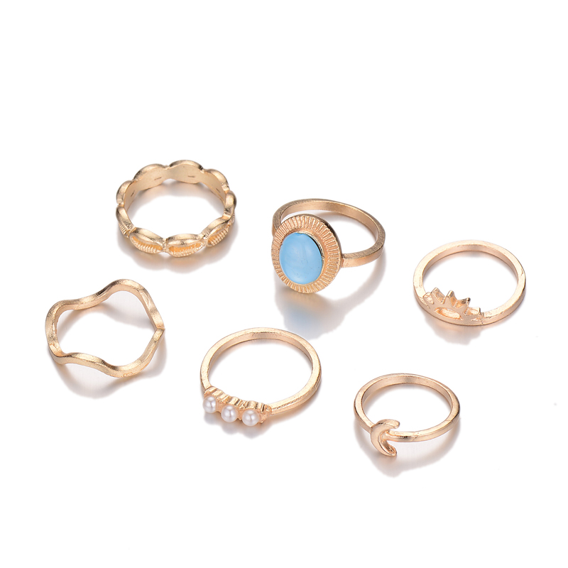 Retro Style Fashion New Simple Sun Moon Ring Set display picture 5