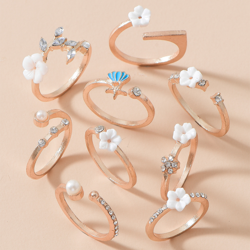 Retro Style Fashion New Simple Flower Ring Sets display picture 2