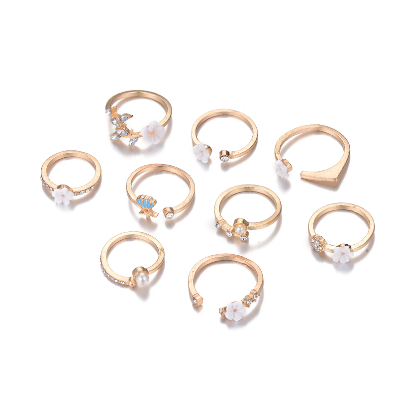 Retro Style Fashion New Simple Flower Ring Sets display picture 7