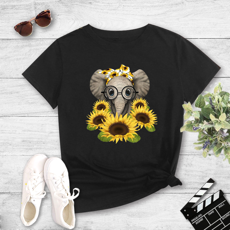 Cartoon Elephant Printed Casual T-shirt display picture 1