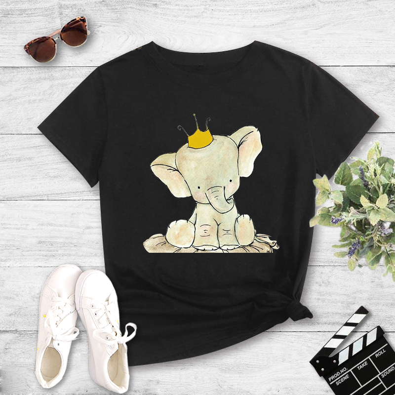 Camiseta Casual Con Estampado De Elefante De Dibujos Animados display picture 3