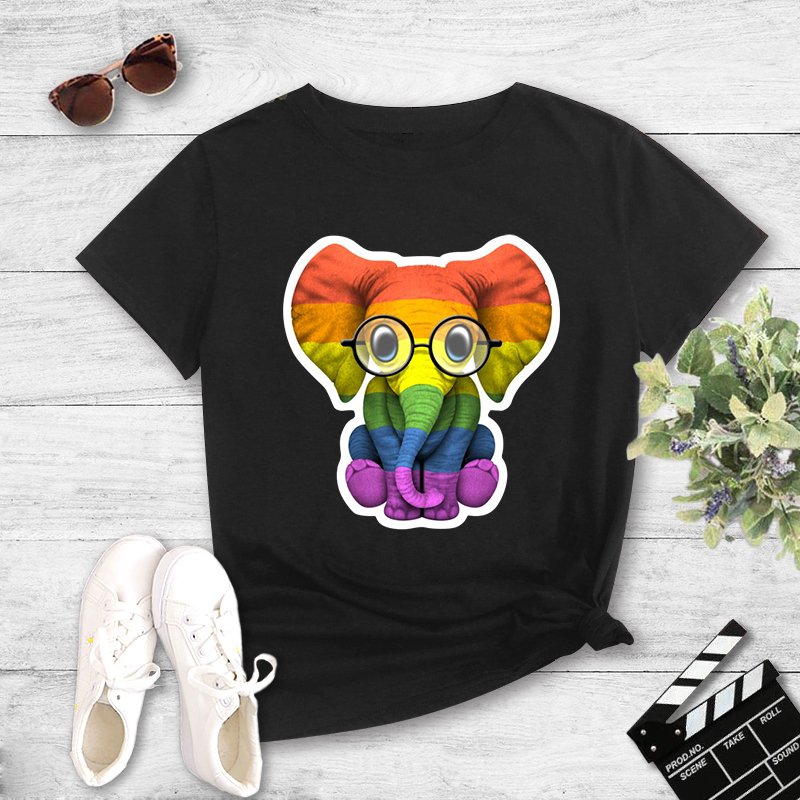Camiseta Casual Con Estampado De Elefante De Dibujos Animados display picture 5