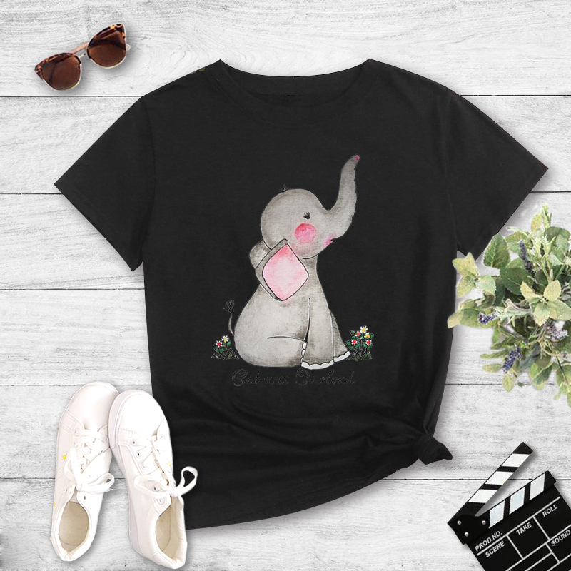 Camiseta Casual Con Estampado De Elefante De Dibujos Animados display picture 6