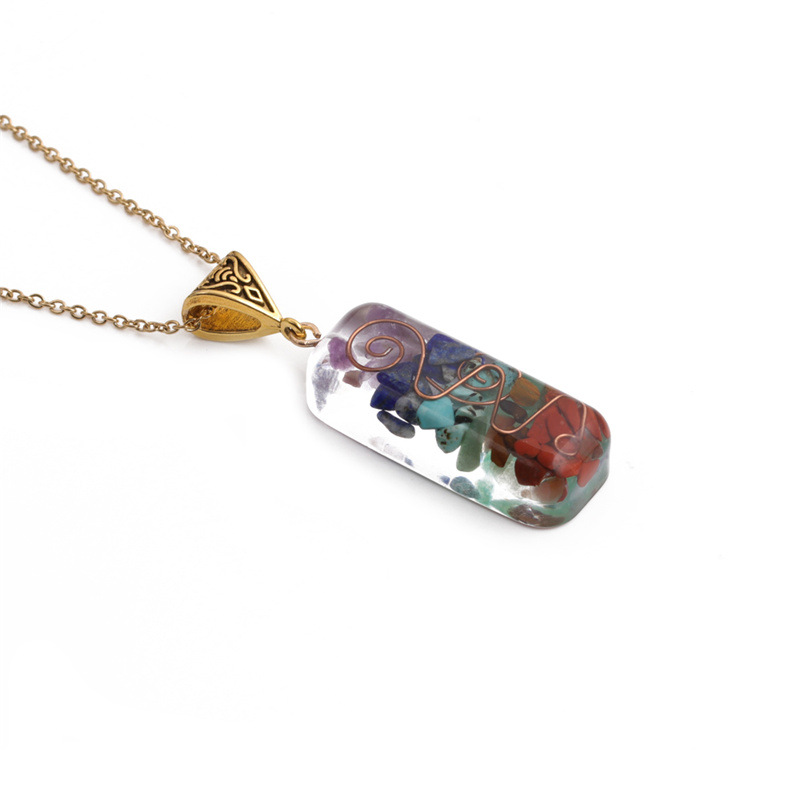 Wholesale Jewelry Ins Style Casual Multicolor Rectangle Stainless Steel Natural Stone Resin Pendant Necklace Long Necklace display picture 11