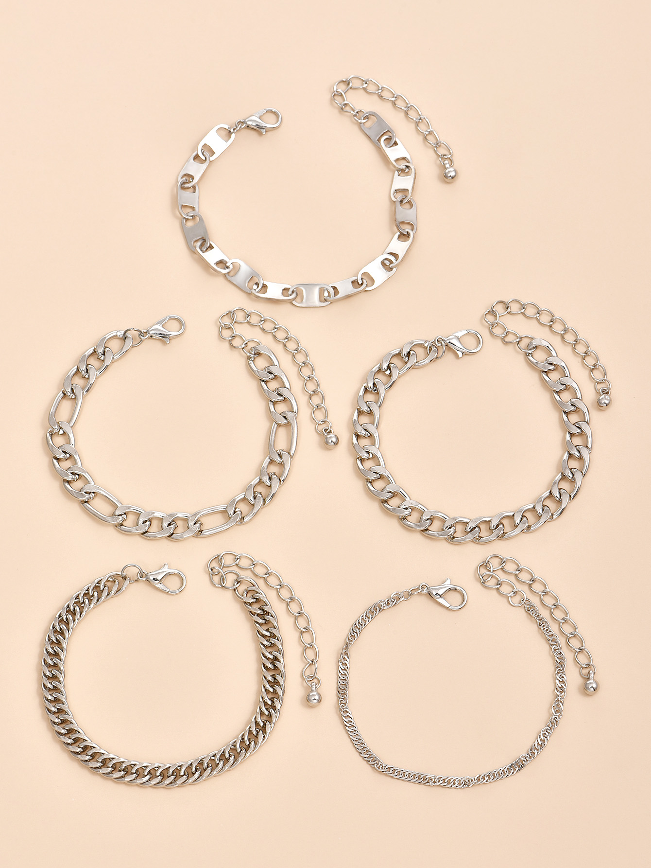 Fashion Simple Style Heavy Metal Style 5-piece Bracelet Set display picture 3