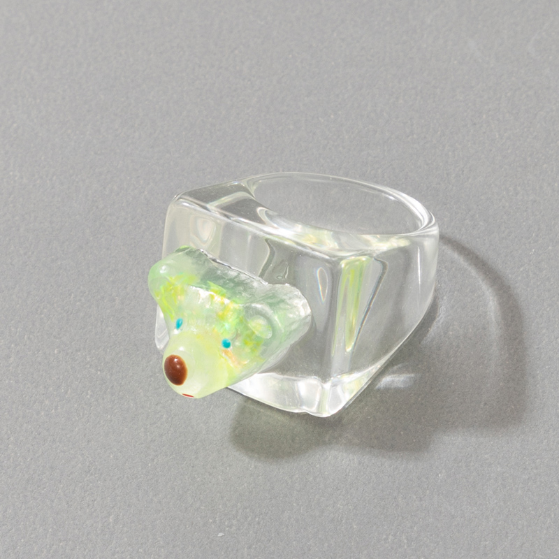 Korean Fashion Style Transparent White Resin Square Ring display picture 3