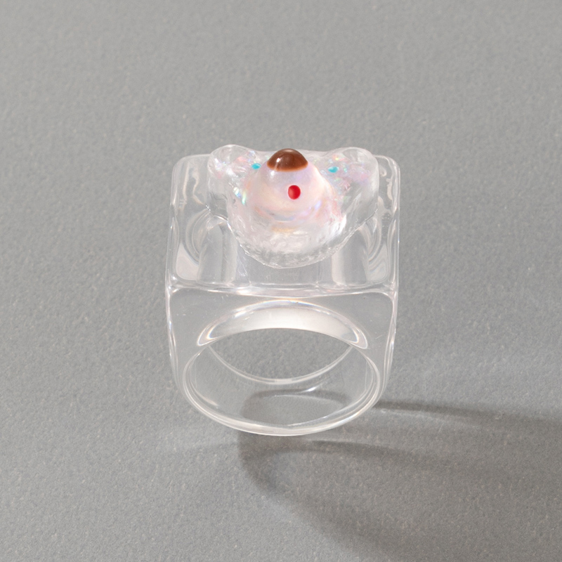 Korean Fashion Style Transparent White Resin Square Ring display picture 4