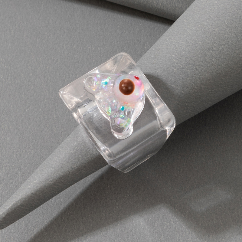 Korean Fashion Style Transparent White Resin Square Ring display picture 5