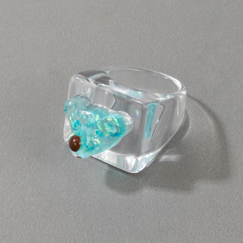 Korean Fashion Style Transparent White Resin Square Ring display picture 7