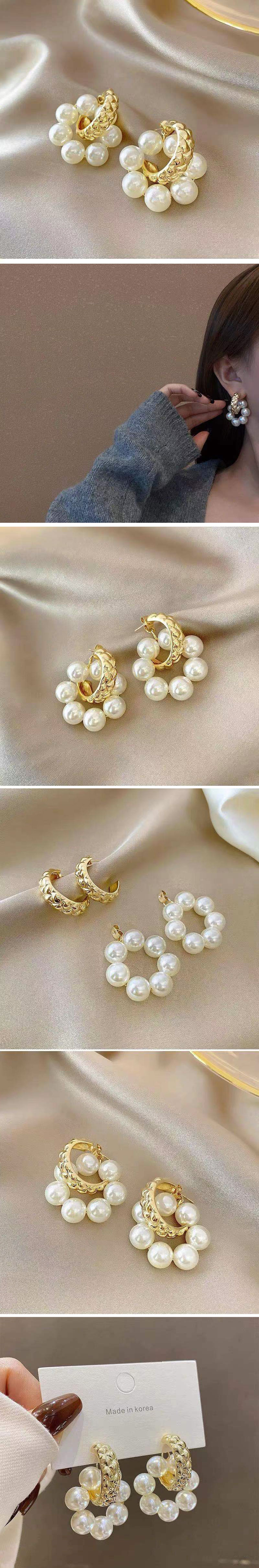 Fashion New Style All-match Pearl Ring Earrings display picture 1
