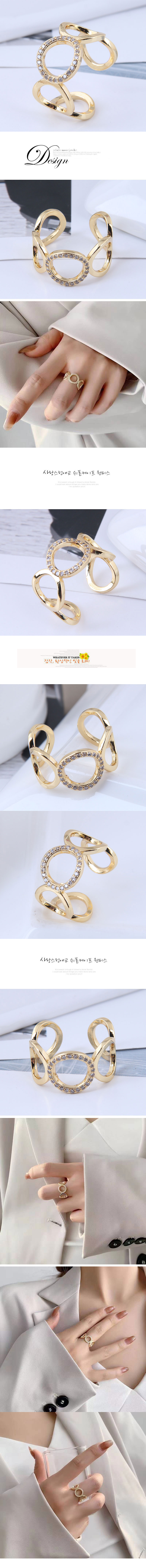 Korean Fashion Sweet Inlaid Zirconium Simple Opening Ring display picture 1