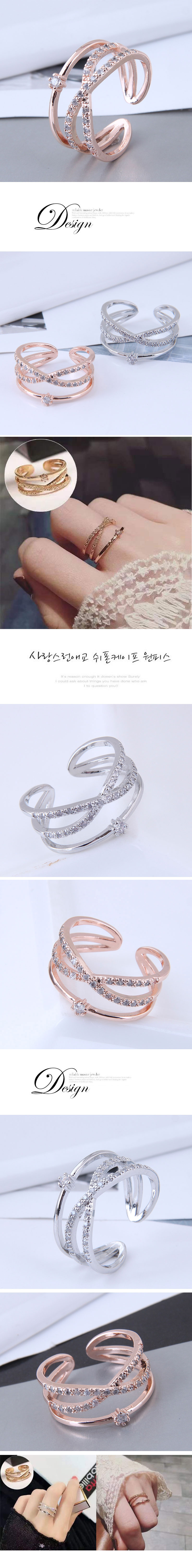 Mode Süß Eingelegt Zirkonium Einfachen Offenen Ring display picture 1