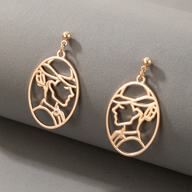 Fashion Abstract Face Hollow Earrings display picture 3