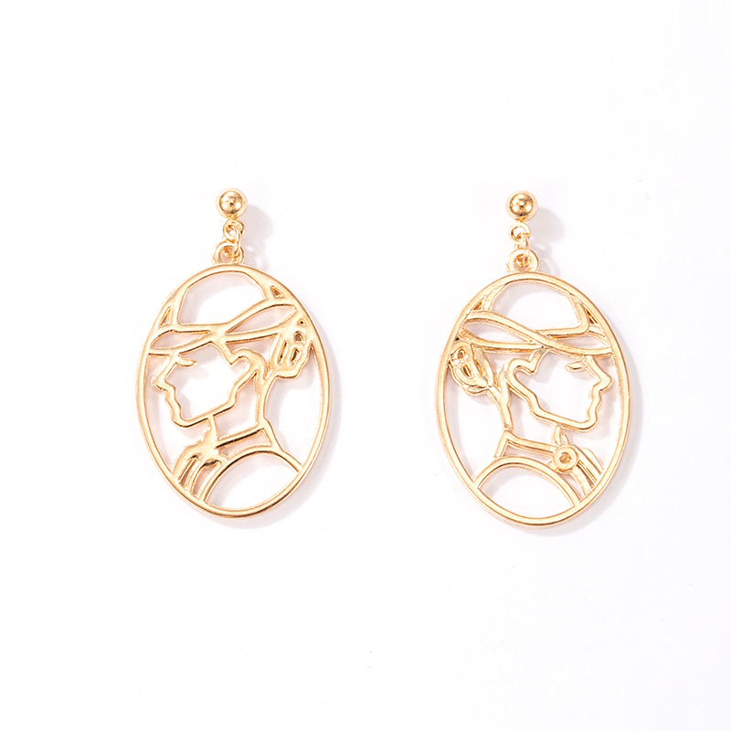 Fashion Abstract Face Hollow Earrings display picture 4