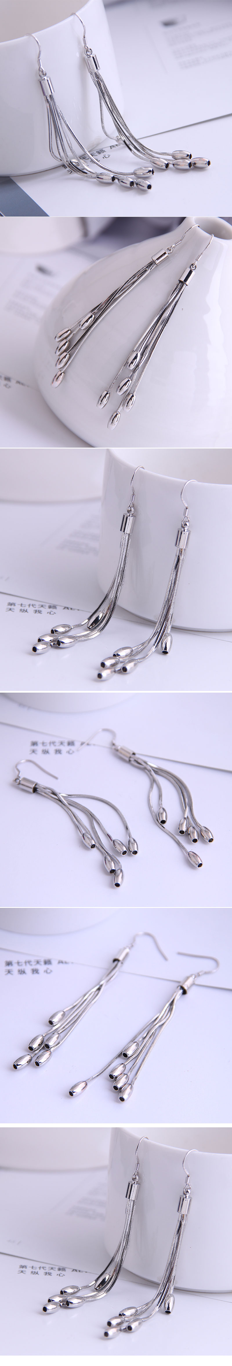 Korean Tassel Water Drop Copper Earrings Wholesale display picture 1