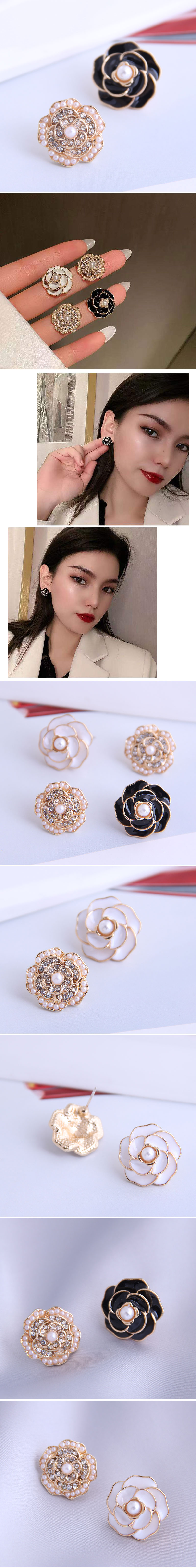 Korean Concise Rose Asymmetrical Stud Earrings display picture 1