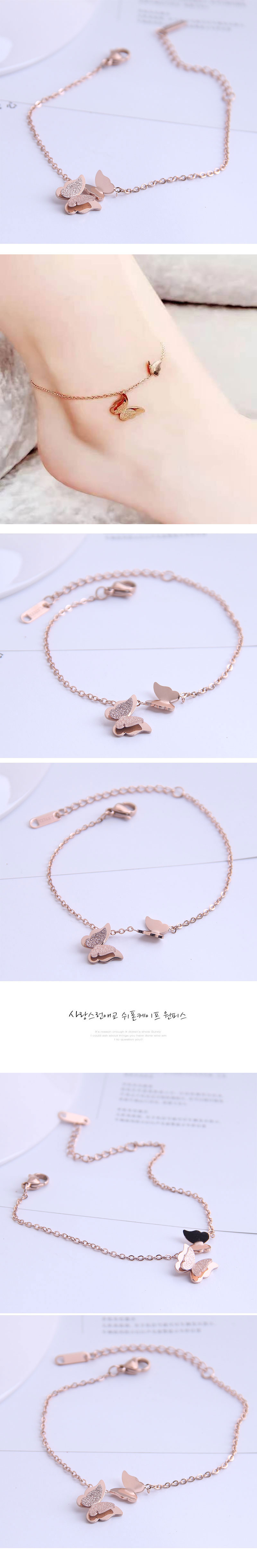 Korean Butterfly Titanium Steel Anklet display picture 1