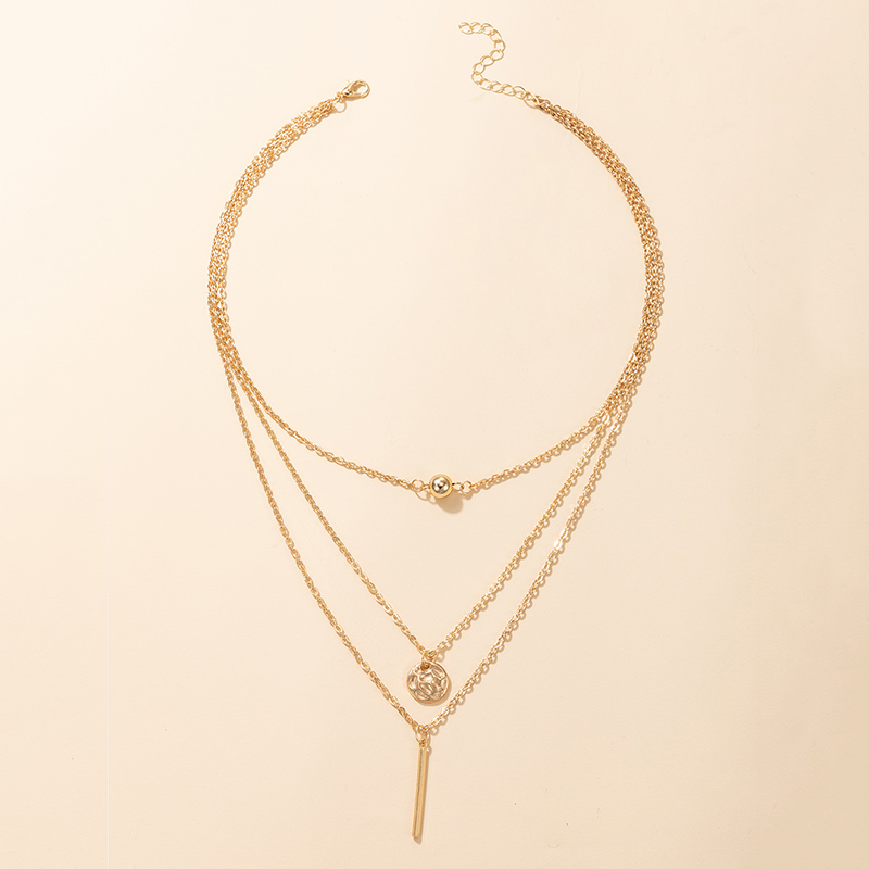 Koreanische Mode Neuen Stil Geometrische Legierung Anhänger Mehrschichtige Halskette display picture 1