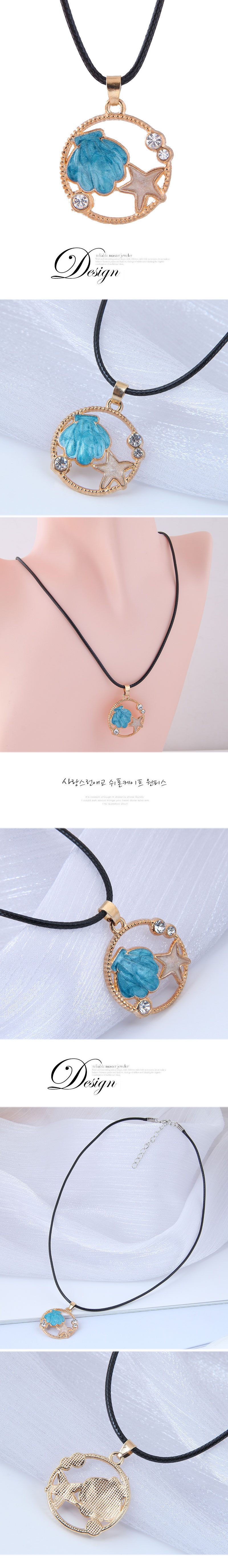 Collar De Cuerda De Cera De Estrella De Mar De Concha Simple De Metal De Moda Coreana display picture 1
