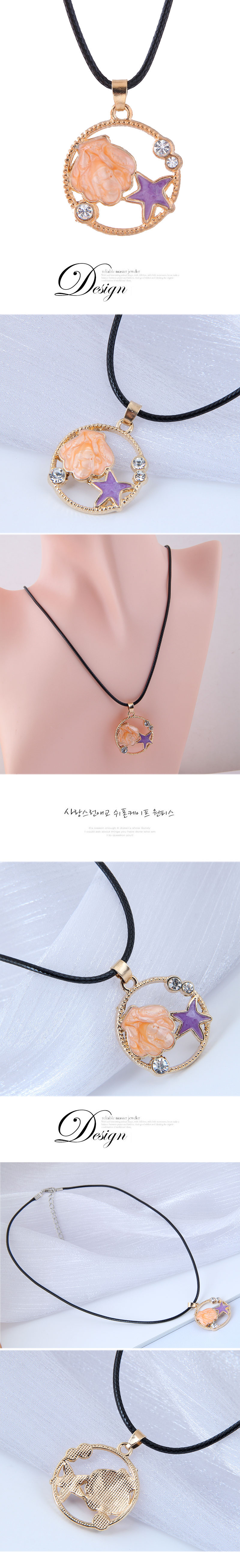Korean Fashion Alloy Simple Starfish Wax Rope Necklace display picture 1