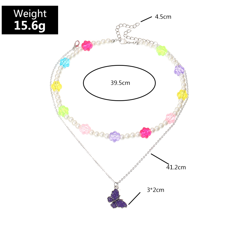 Korea's Fashion New Style Flower Butterfly Pendant Multilayer Necklace display picture 5