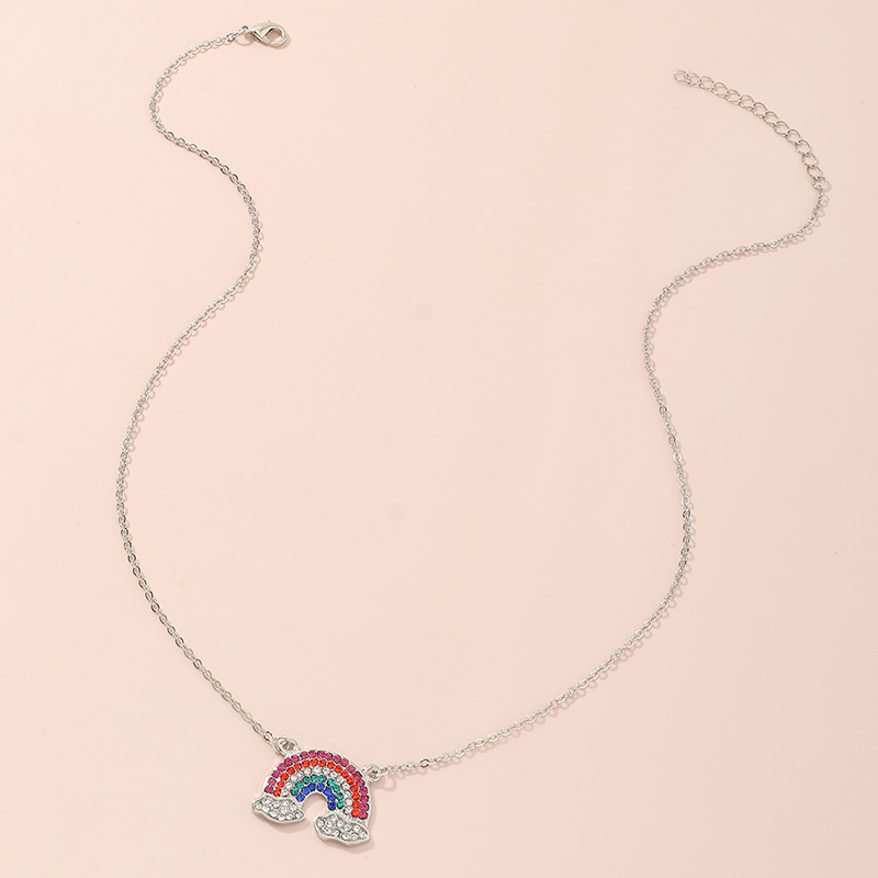 Mode Nouveau Style Simple Cinq Couleurs Diamant Arc-en-ciel Collier display picture 2