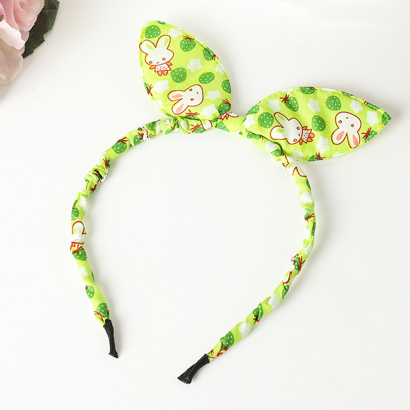 New Korean Style Garden Floral Fruit Print Cloth Round Ear Bow Headband display picture 4