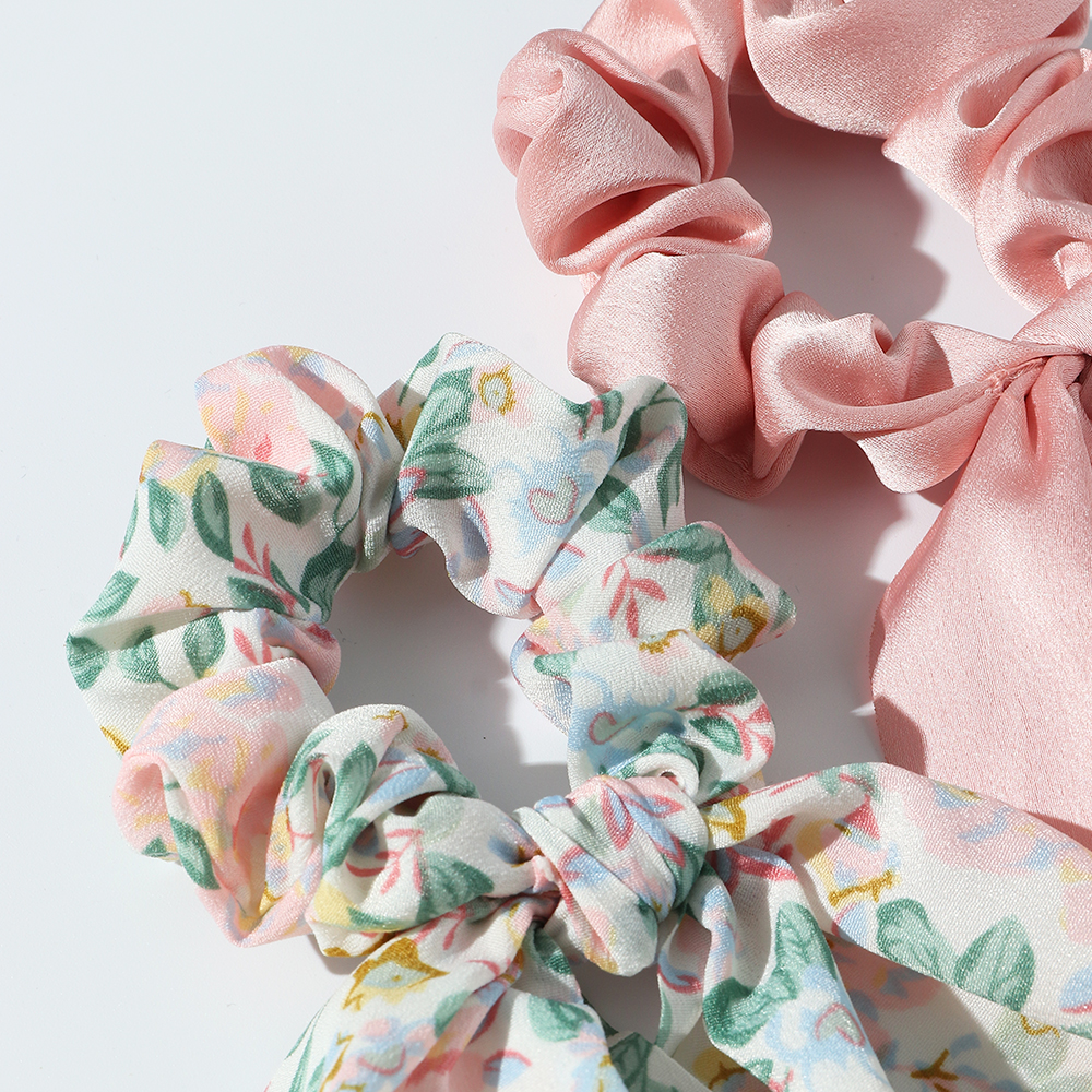 Korean Floral Fashion Style New Ribbon Hair Scrunchies Set display picture 5