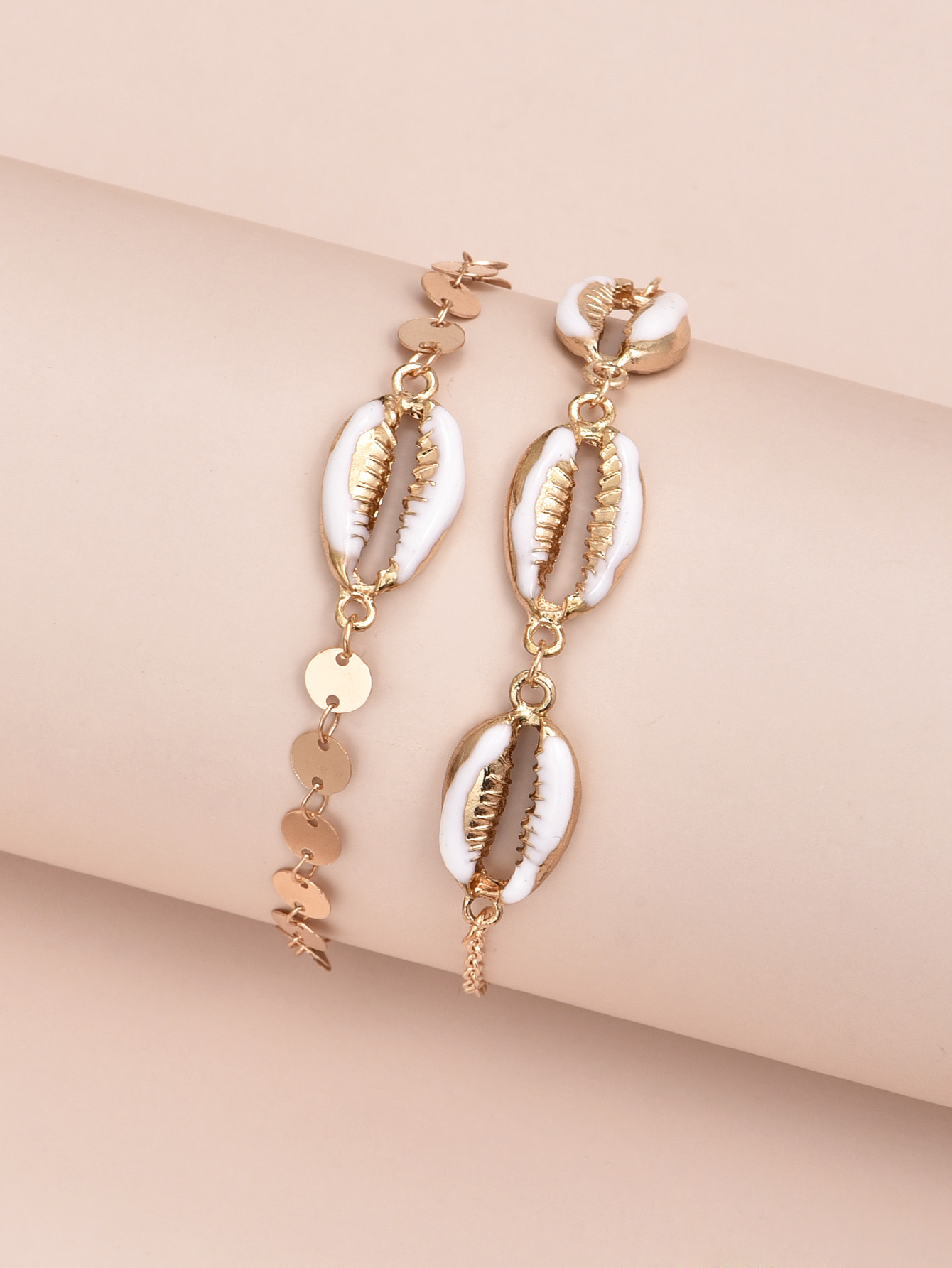 Summer Bohemian Alloy Shell Disc Armband Set display picture 3