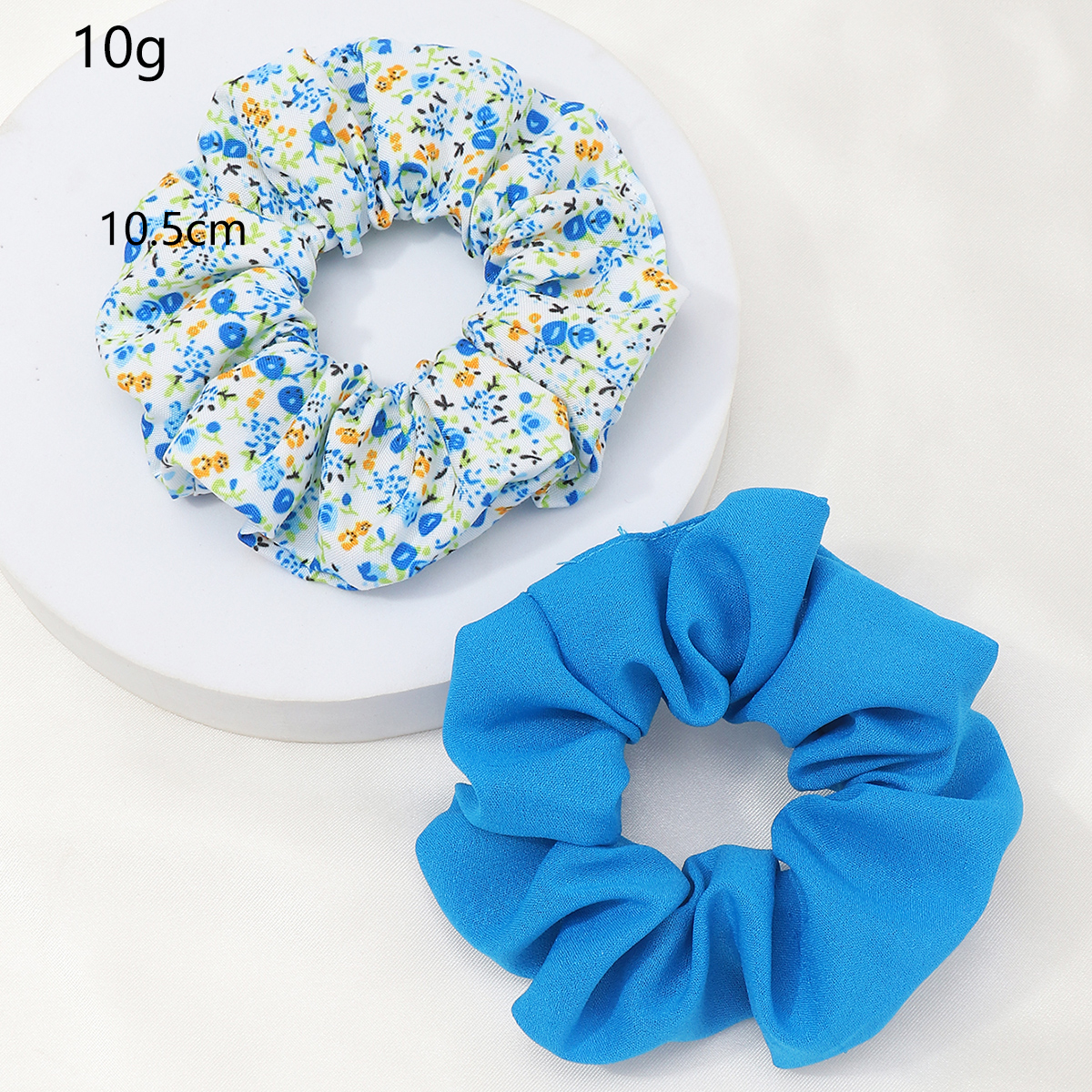 New Flower Korean French Retro Solid Color Hair Scrunchies Set display picture 7