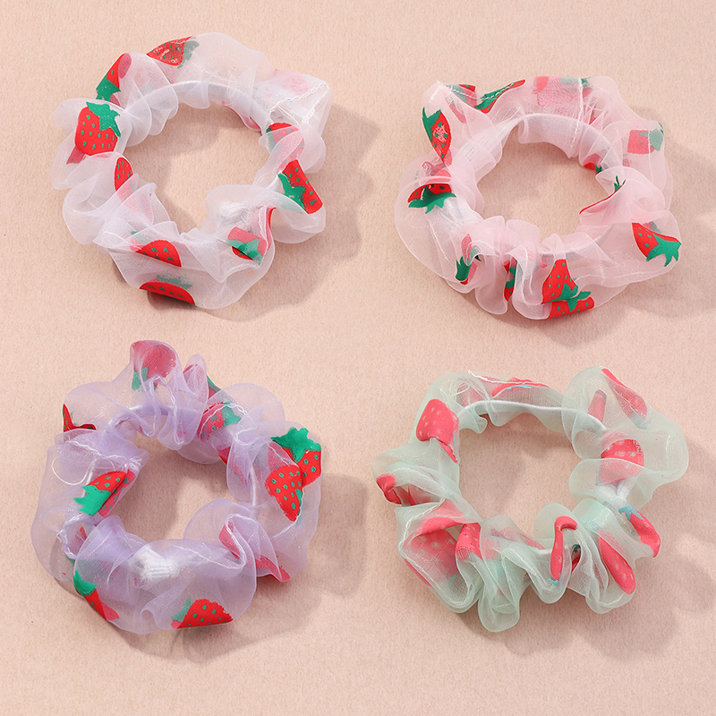 Fashion Strawberry Printing Hair Scrunchies display picture 1