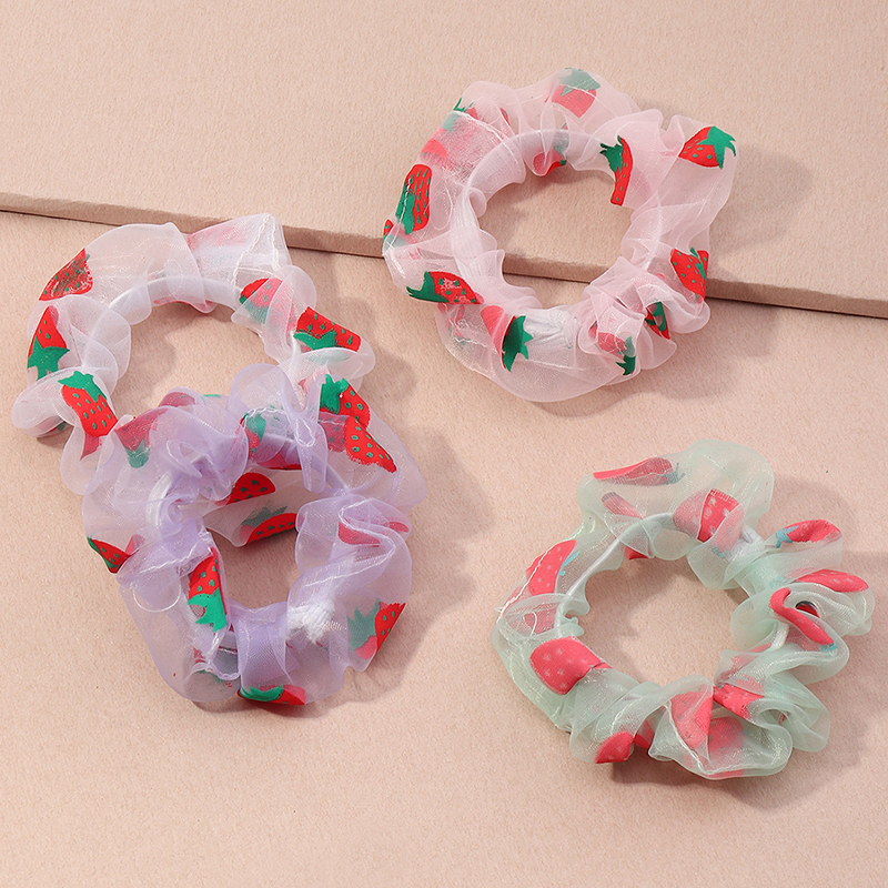 Fashion Strawberry Printing Hair Scrunchies display picture 2