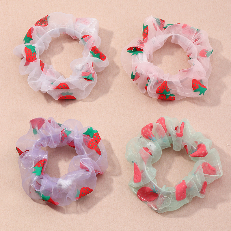 Fashion Strawberry Printing Hair Scrunchies display picture 3
